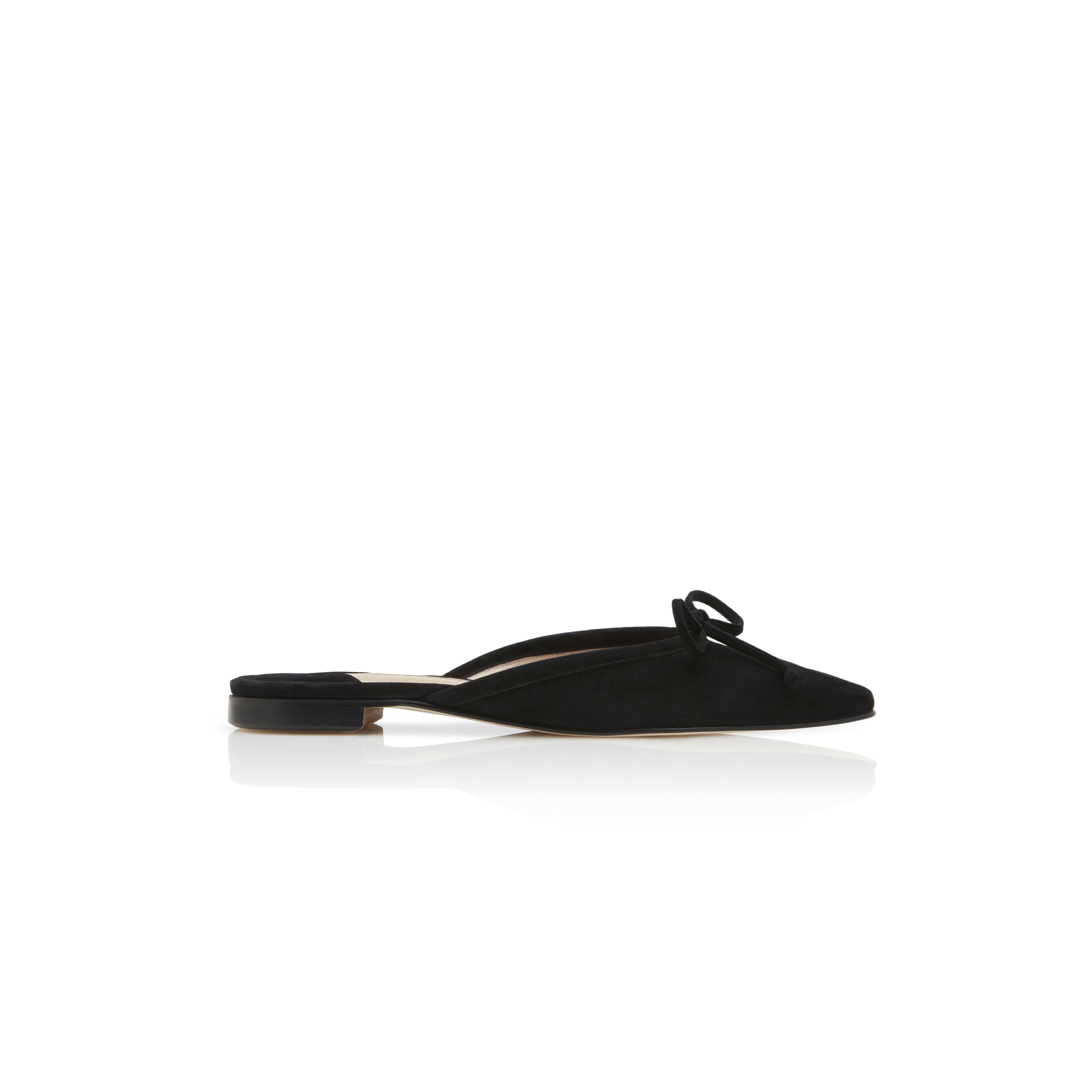 man010 B1ahn*k ballerimu black suede flat mules 9xx-0657-0013